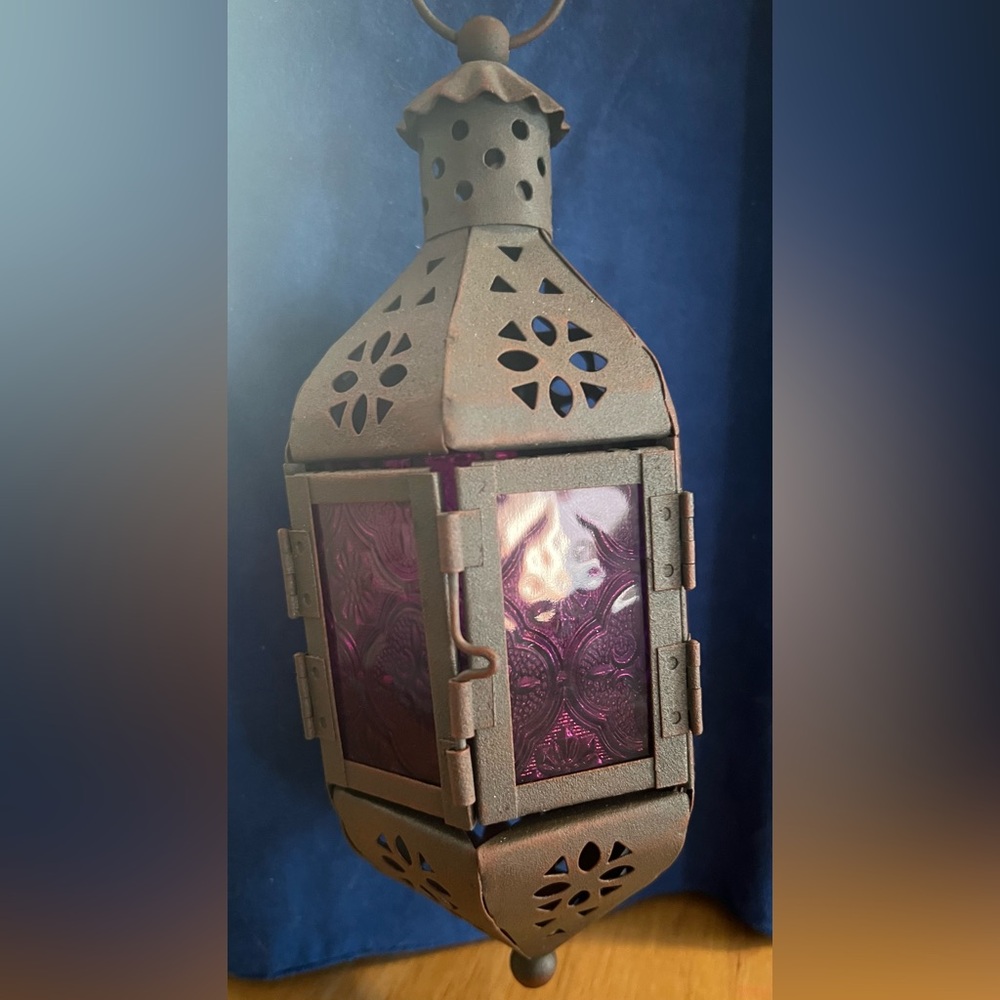 9" Purple Morrocan Hanging Lantern.